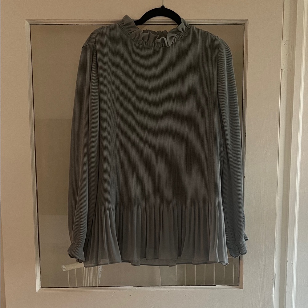 H&M Light Blue Pleated Frill Blouse